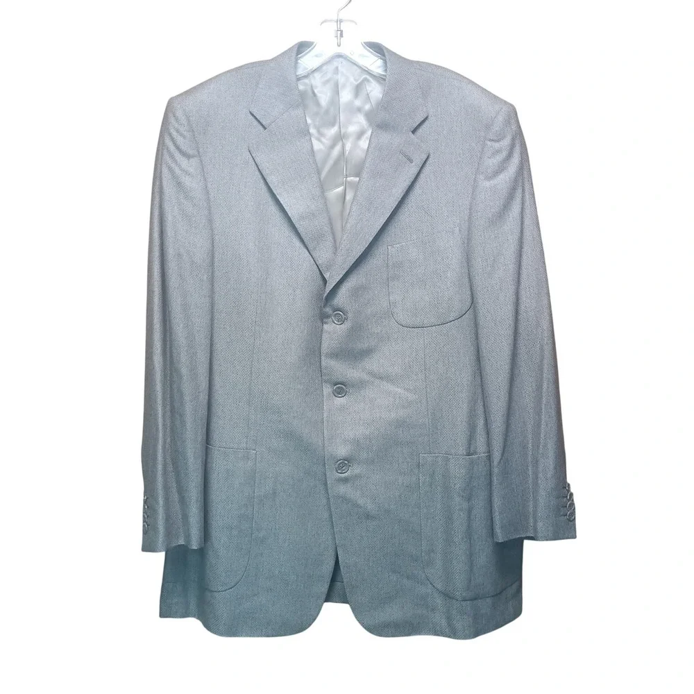 Ermenegildo Zegna Silk Cashmere Sport‎ Coat Mens 44L Light Grey Blazer Luxury